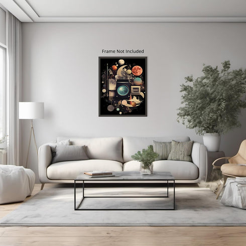 Posterizer 1 pcs-sci-fi surrealist collage with planets-Astronomy & Celestial Art-Abstract & Modern Art-Gift for Art Lovers- UNFRAMED Wall Art...